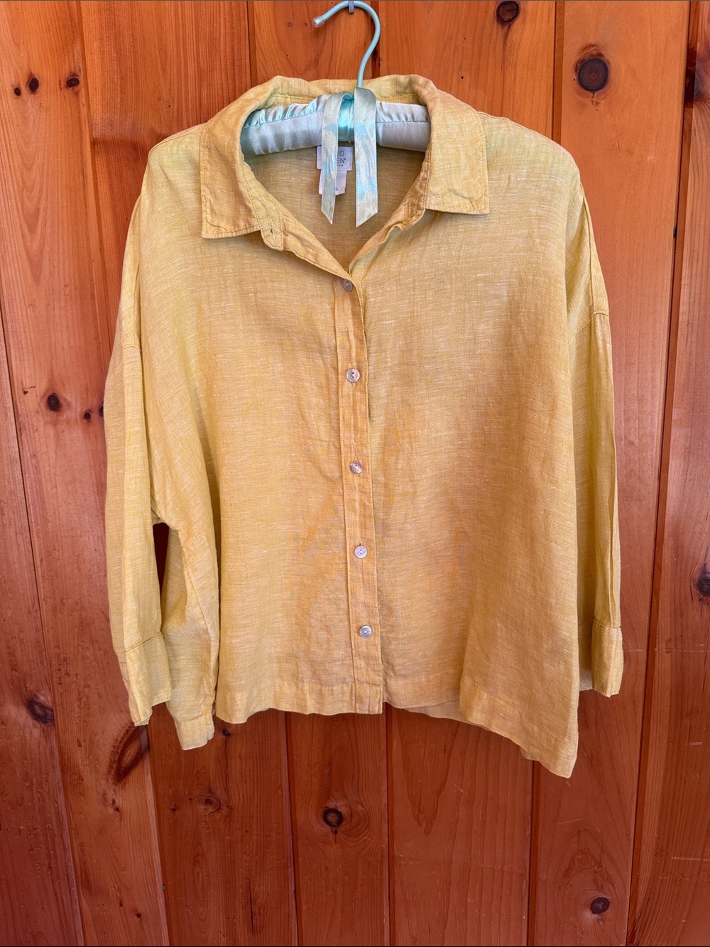 Sigrid Olsen Yellow Linen Top Women’s L